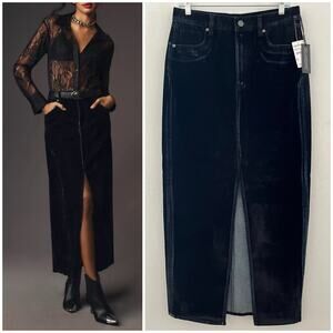 Blank NYC Crushed Velvet Maxi Denim Skirt Witchycore Whimsigoth Size 28 NWT